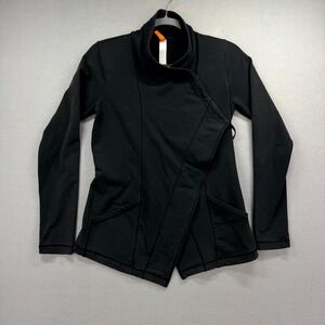 Lucy Athletic Sweatshirt Womens Small Dark Gray Black Asymmetrical Open Front